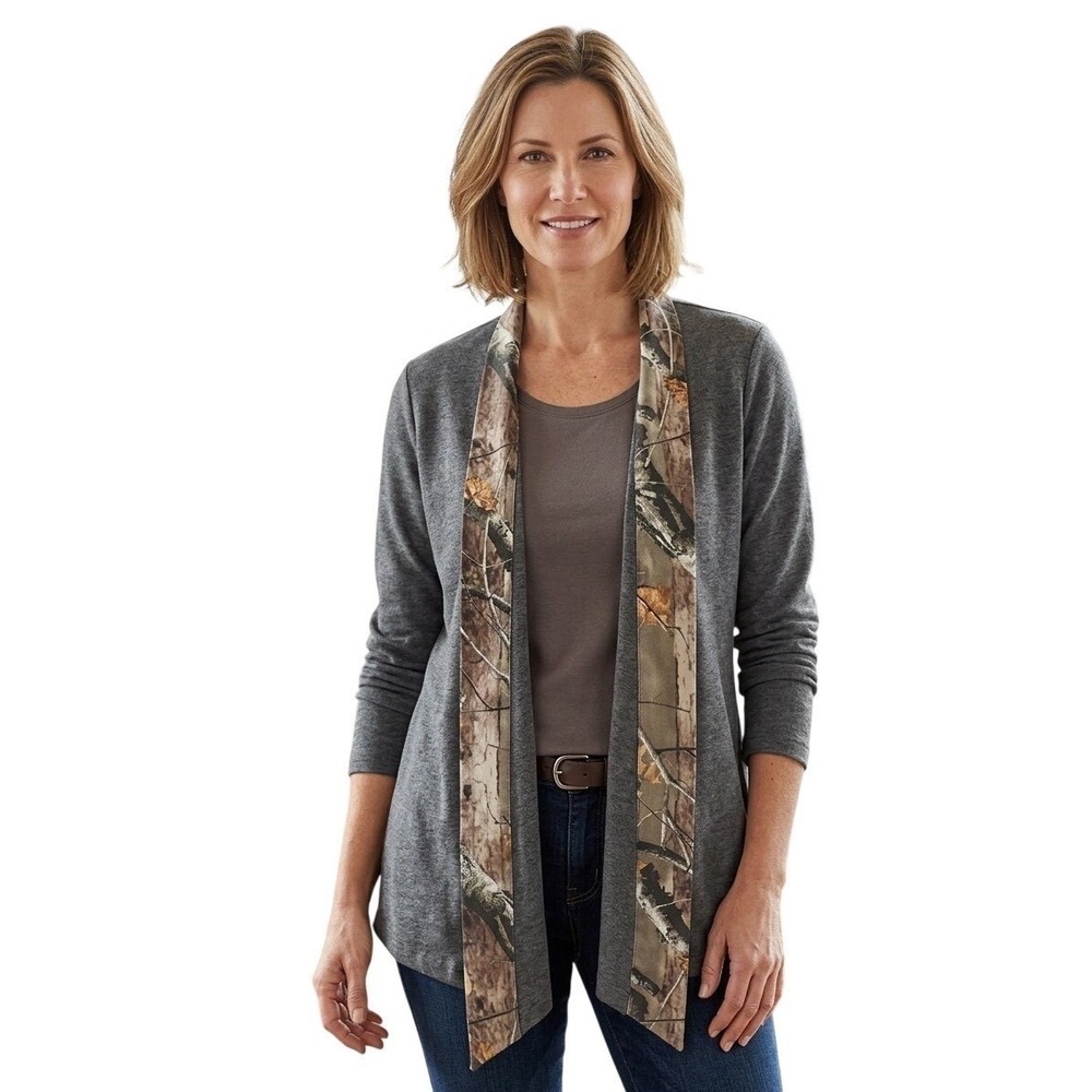 Legendary Whitetails Womens Crossroads T Shirt Cardigan Open Front Camo Casual M